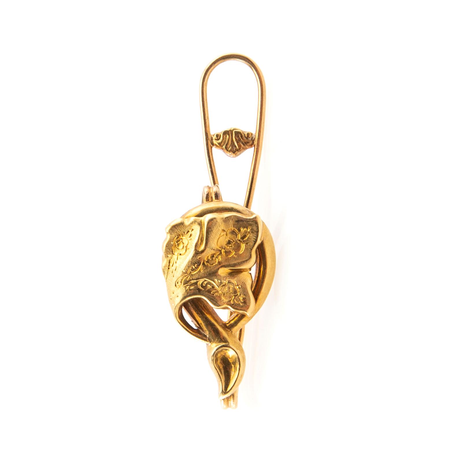 Carl Tengstedt, Pin/key holder 18K gold, Gothenburg 1855.