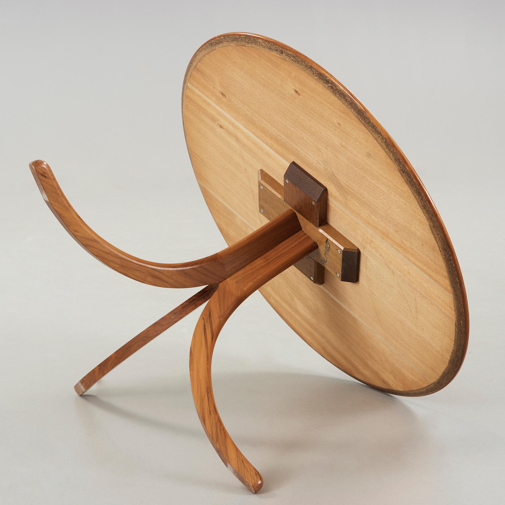 a burled wood top table, deisgned by Josef Frank for Svenskt Tenn Sweden, probably 1950-60's.