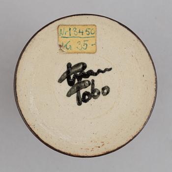 Erich & Ingrid Triller, a set of two stoneware vases and a dish, Tobo, Sweden.