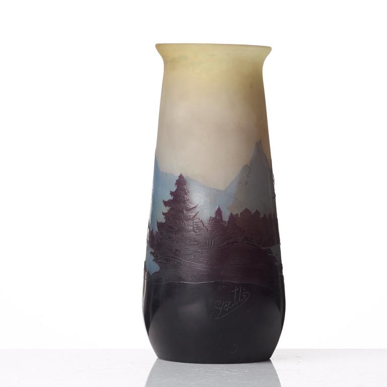 Emile Gallé, an Art Nouveau cameo glass vase, Nancy, France.
