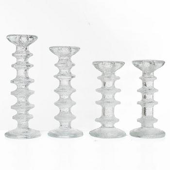 Timo Sarpaneva, a set of seven 'Festivo' glass candlesticks, Iittala.