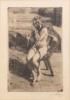 Anders Zorn, etsning, 1912, signerad.