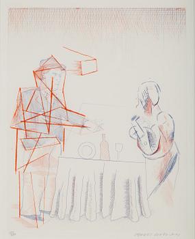 DAVID HOCKNEY, färgetsning och akvatint, signerad David Hockney och numrerad 175/200 med blyerts. Utförd 1976-77.
