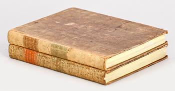 DELAR AV BOKVERK, vol II-III, "Samlingar för Nordens Fornälskare" av NH Sjöborg, Stockholm 1824 resp 1830.