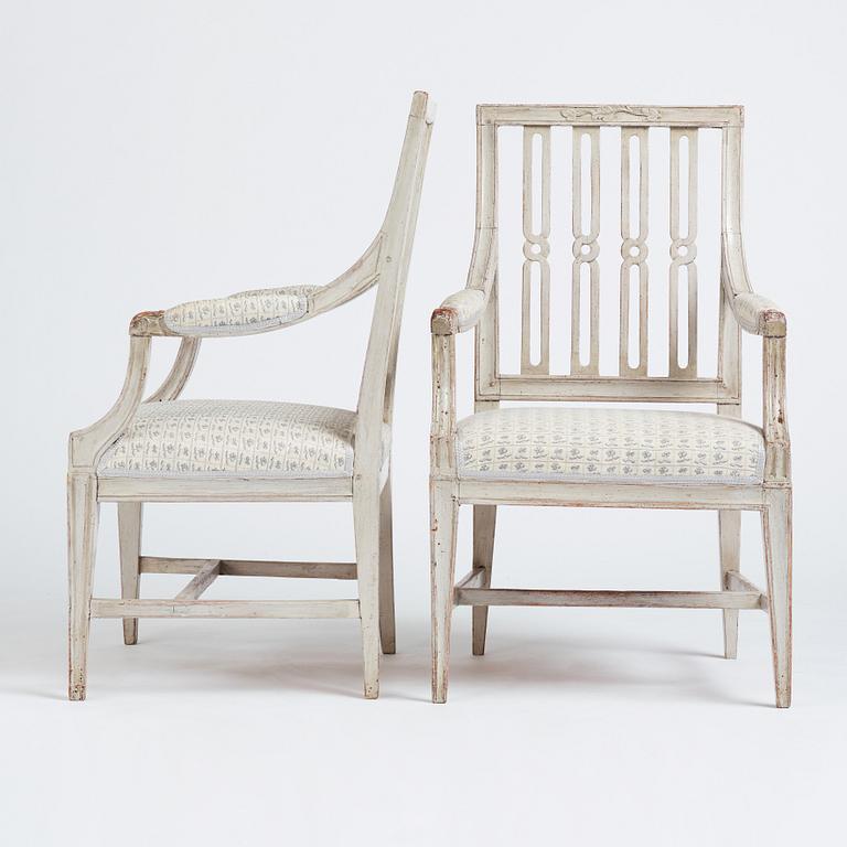 A pair of Gustavian armchairs by M Lundberg (1775-1812).