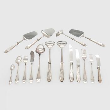 Bestickuppsättning, 48 dlr, silver, "Suomi"-serien, Kultateollisuus, Åbo 1913-2000.