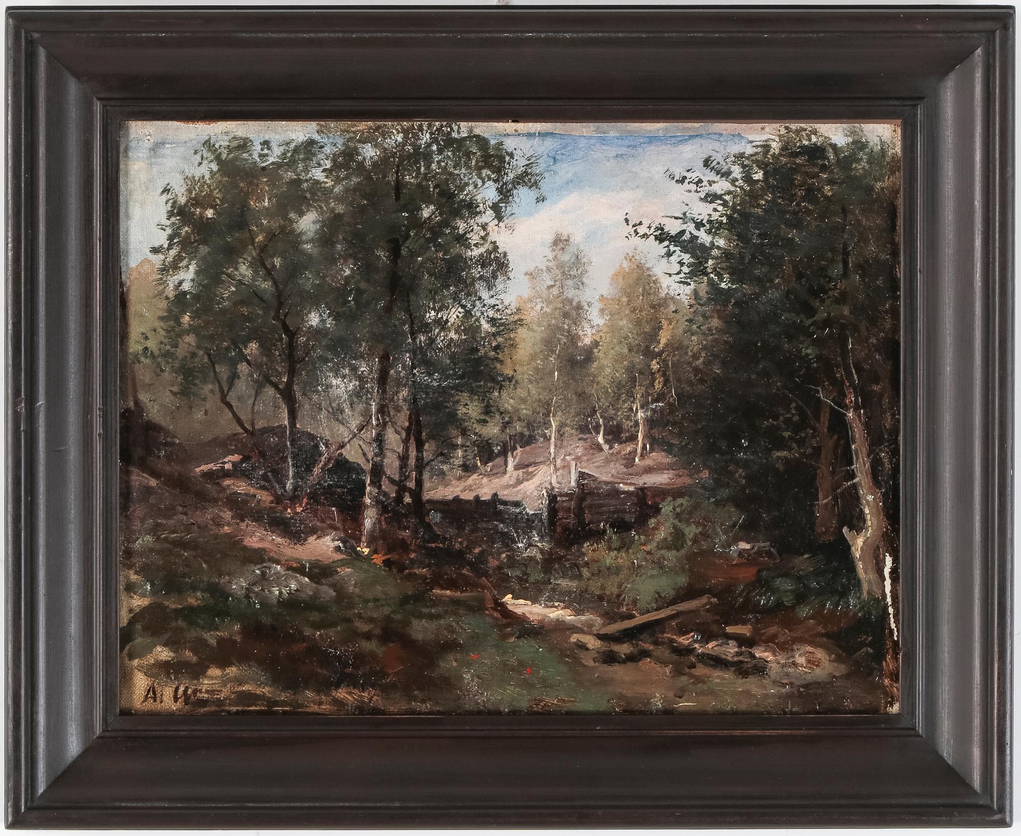 ALFRED WAHLBERG, signerad A.W, duk uppklistrad på papp-pannå,