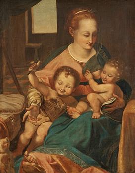 896. Federico Barocci (Fiori da Urbino) Hans efterföljd, Madonnan med Jesusbarnet och Johannes Döparen.