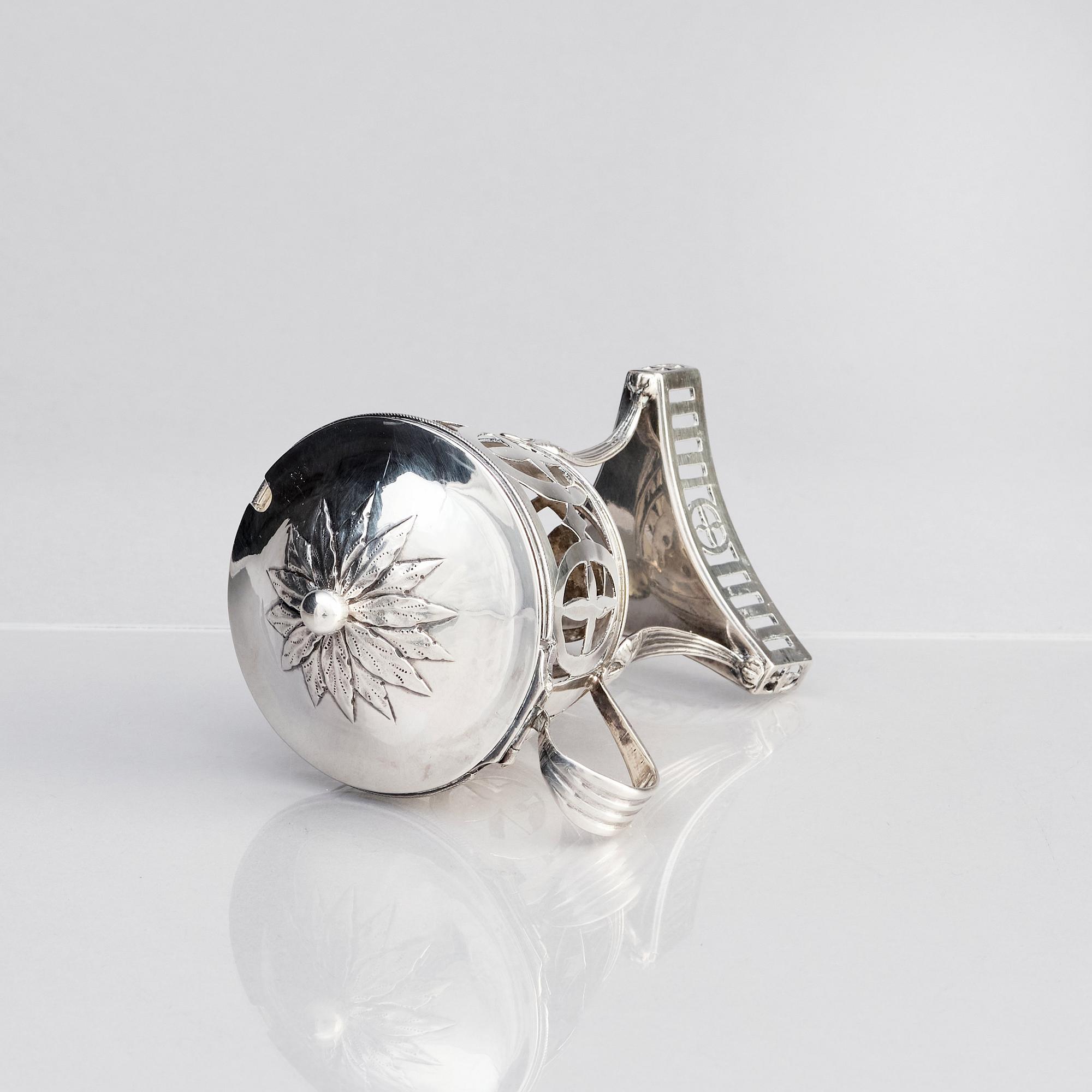 Johan Abraham Hallard, sockerskål med lock, silver, Stockholm 1794.