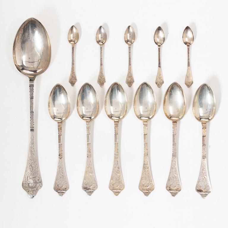 Bestick, 10 st, silver, Danmark 1912-13.