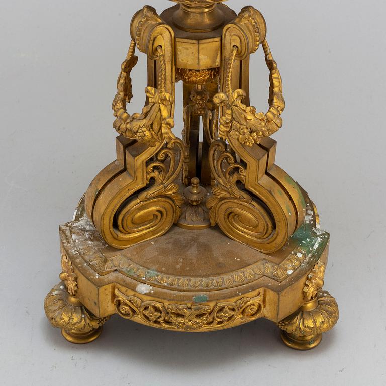 A seven-light bronze candelabrum, late 19th century.