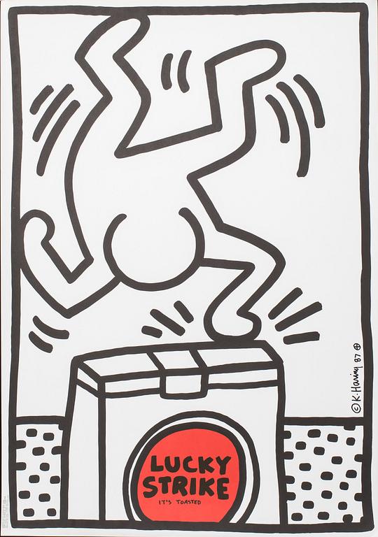 KEITH HARING, efter, "Lucky Strike", tryckt av Albin Uldry Switzerland, signerad och daterad i trycket -87.