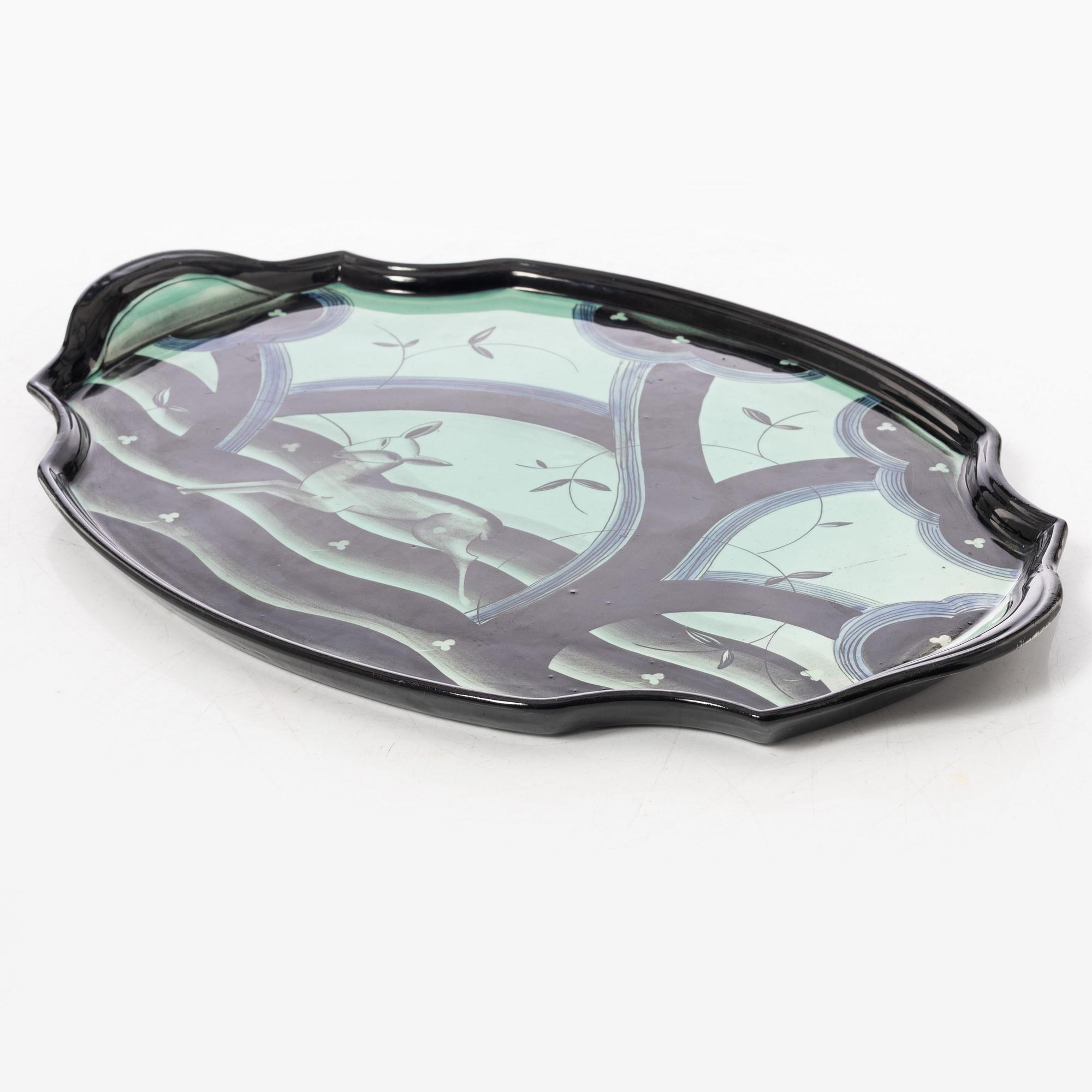 Ilse Claesson, attributed to, an Art Deco tray, Rörstrand, 1930's.