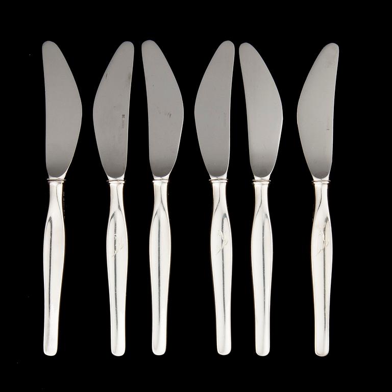 BESTICK, 39 delar, silver "Tapio" och KAKSPADE, silver, Tapio Wirkkala, Tavastehus 1958-1985. Totalvikt 1125 g.