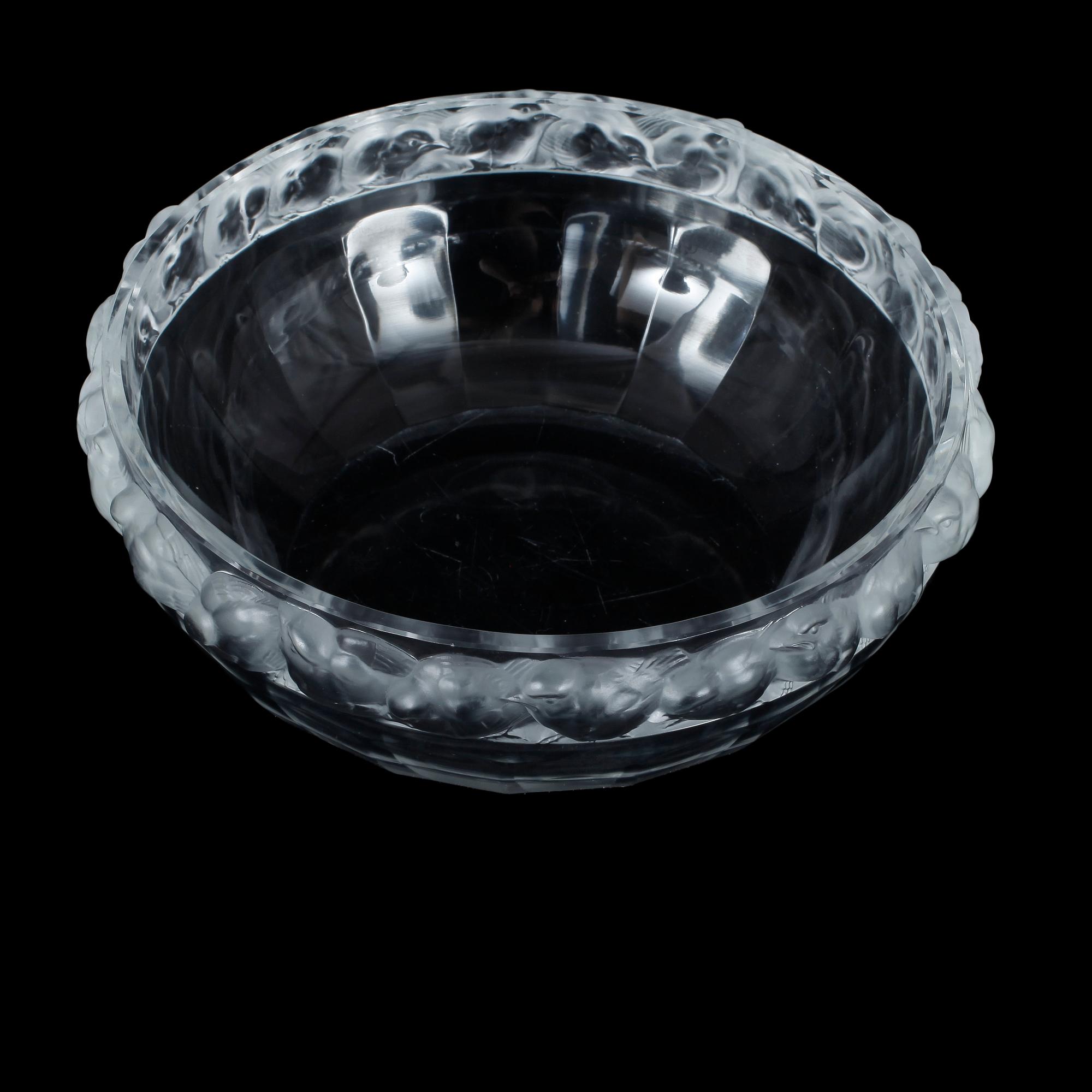 SKÅL, glas, "Mésange", märkt Lalique, France.