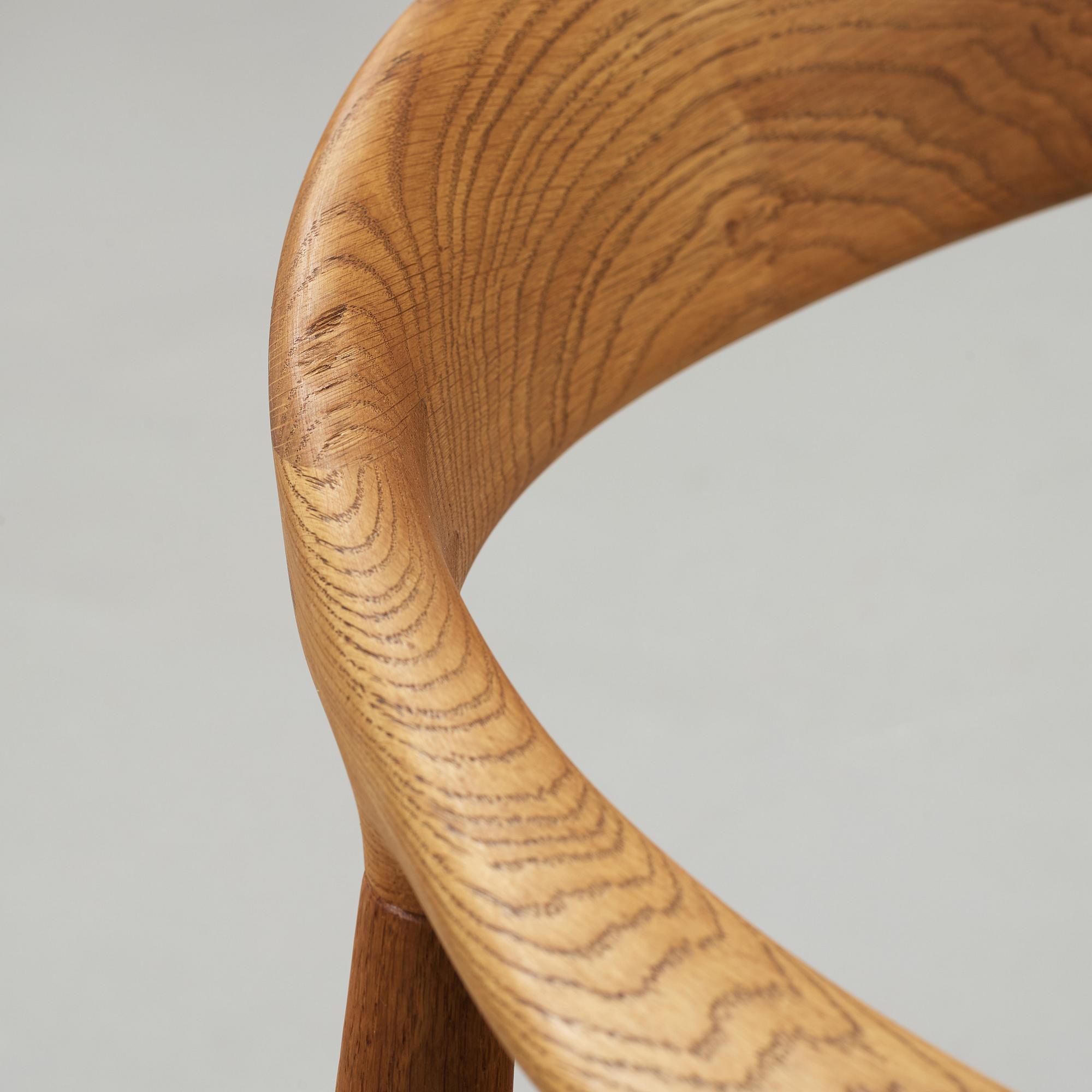 A set of six Hans J Wegner oak 'The Chair', Johannes Hansen, Denmark.