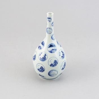 A Japanese blue and white 'Arita ware' bottle vase, 19th century.