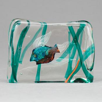 SKULPTUR, glas, troligen "Aquarium" Riccardo Licata, Murano, Italien, omkring 1900-talets mitt.