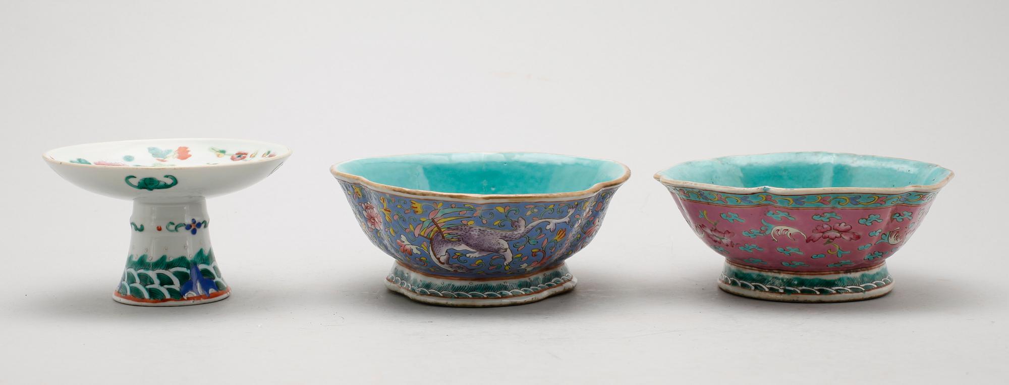 SKÅLAR, 3 st, porslin, Kina, 1800-/1900-tal.