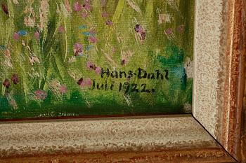 HANS DAHL, olja på duk uppfodrad på pannå, daterad juli 1922.