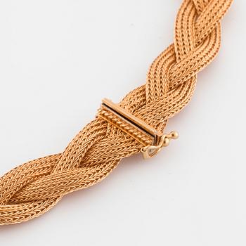 HALSBAND, flätat guld, Italien.