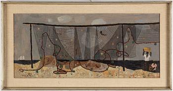 Jurgen von Konow, olja på pannå, signerad och daterad 1949.