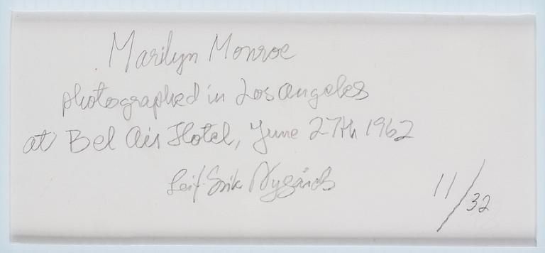 Leif-Erik Nygårds, "Marilyn Monroe, Bel Air Hotel, June 27th 1962".