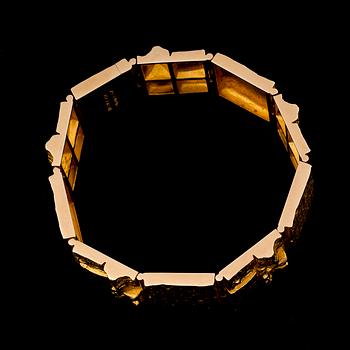 BJÖRN WECKSTRÖM, BRACELET, Quadrate Forms, 14K gold, Lapponia 1970.