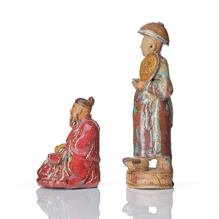 Skulpturer, sju stycken, keramik. Kina, tidigt 1900-tal.
