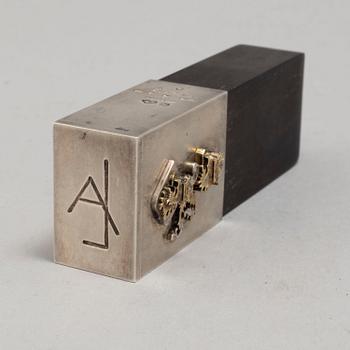 WIWEN NILSSON, sigillstämpel, sterling silver och ebenholts, Lund 1951.