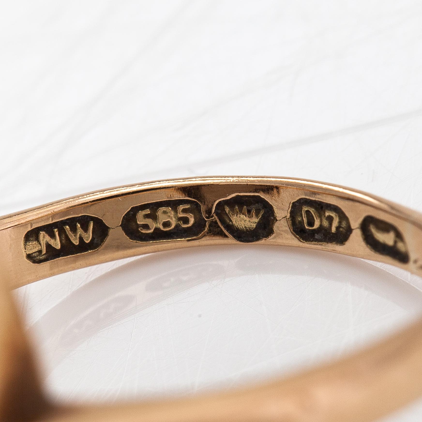 A 14K gold ring with a smoky quartz. Westerback, Helsinki 1957.