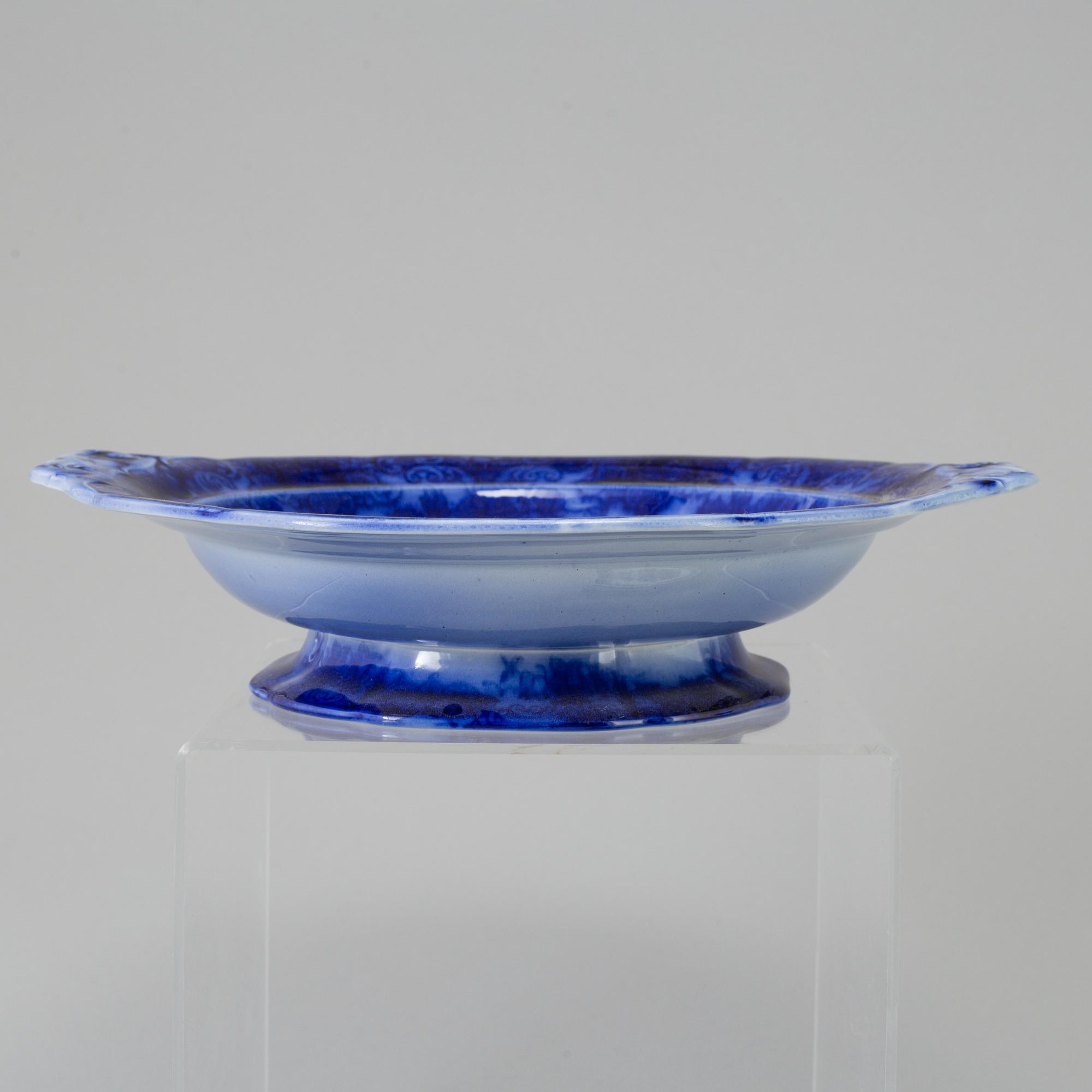 MATSERVIS, 76 delar, flintgods, "Flytande blått", Gustavsberg.