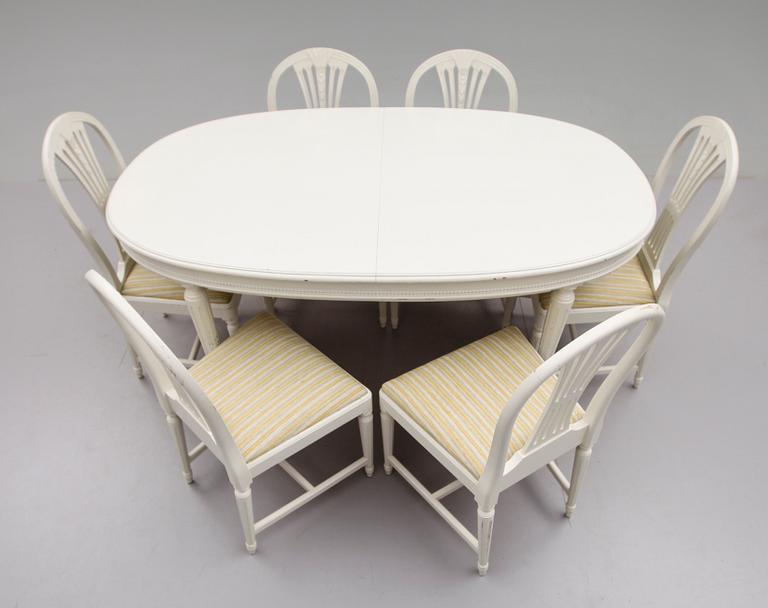 MATGRUPP, 7 delar, gustaviansk stil, 1900-tal.