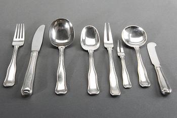 HARALD NIELSEN, a set of 35 pieces of "Old Danish" sterling and stainless steel flatware, Georg Jensen, Copenhagen.