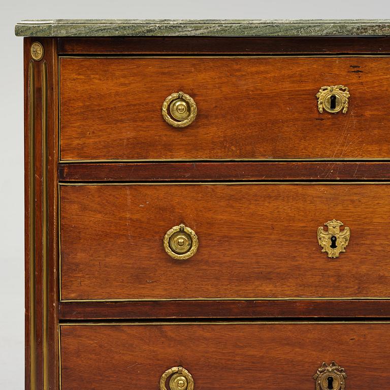 A Gustavian mahogany commode attributed to N. Dahlin (master in Stockholm 1761-87).