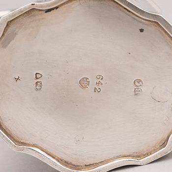 GRÄDD- och MJÖLKKANNA, sterling silver, Thomas Hyde 1783 resp. Walter & John Barnard 1877, London.