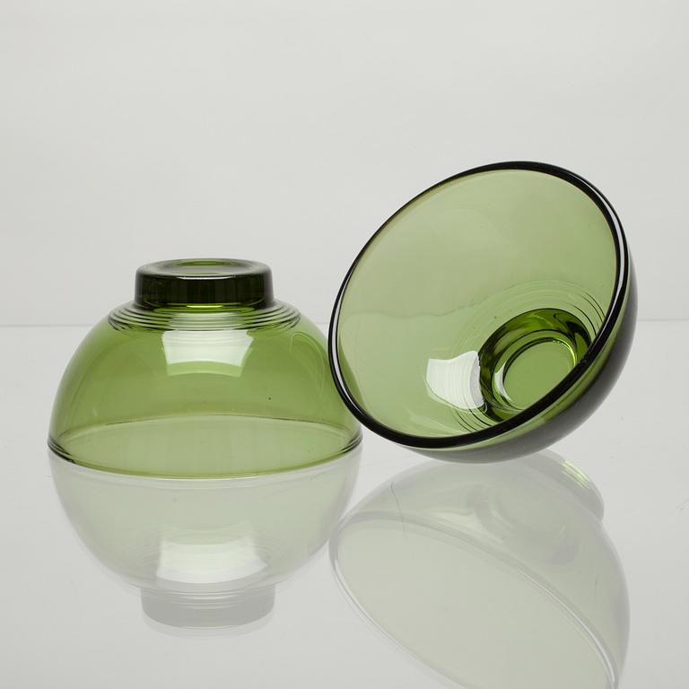 DESSERTSKÅLAR, 8 st, glas, Karhula-Iittala, 1900-talets mitt.