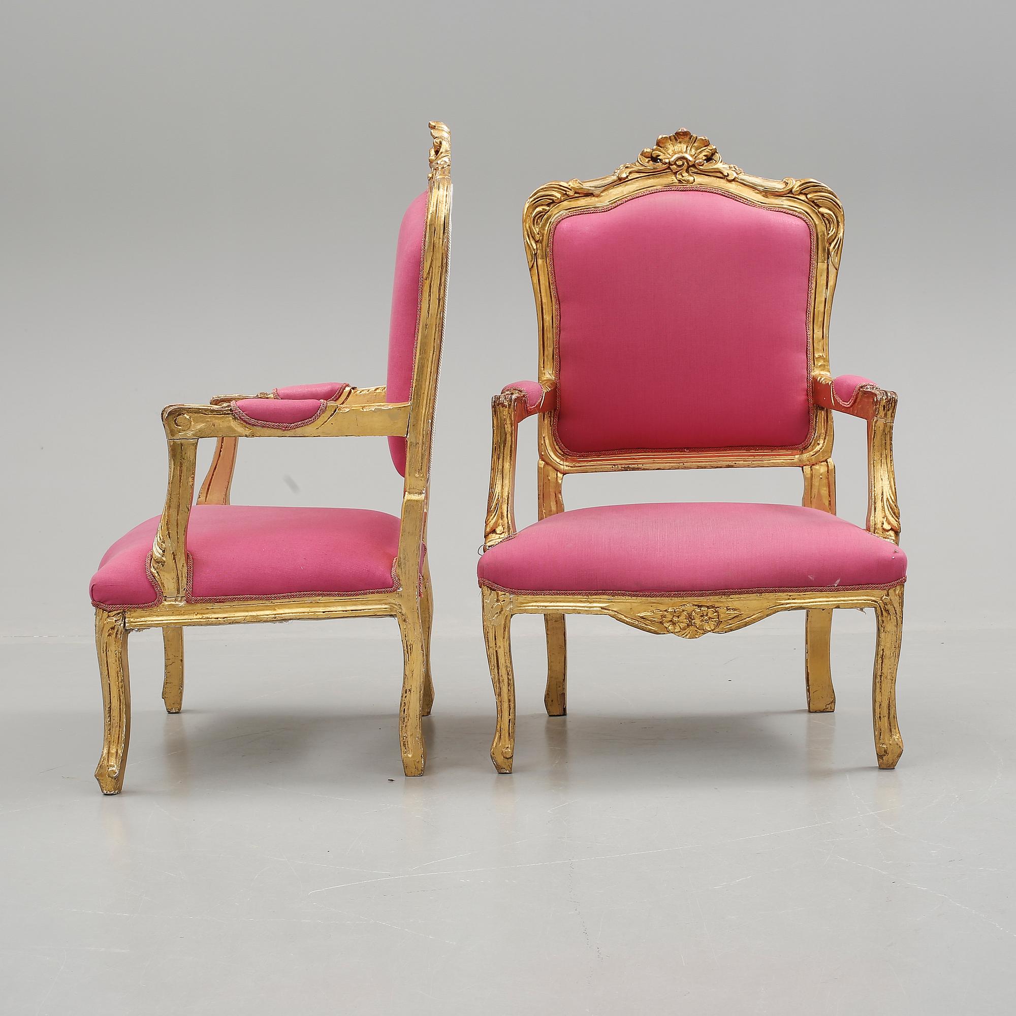 KARMSTOLAR, ett par, Louis XIV-stil, kring 1900-talets mitt.