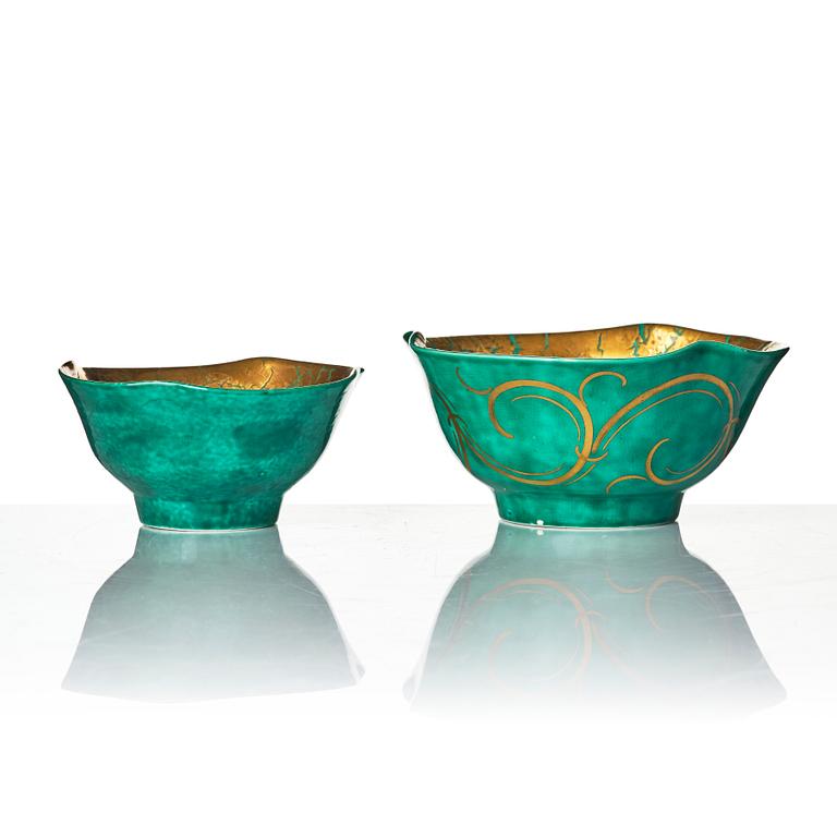 Wilhelm Kåge, outer casing, 2 pieces and bowls, 3 pieces, stoneware, Gustavsberg, most dated 1927-29.
