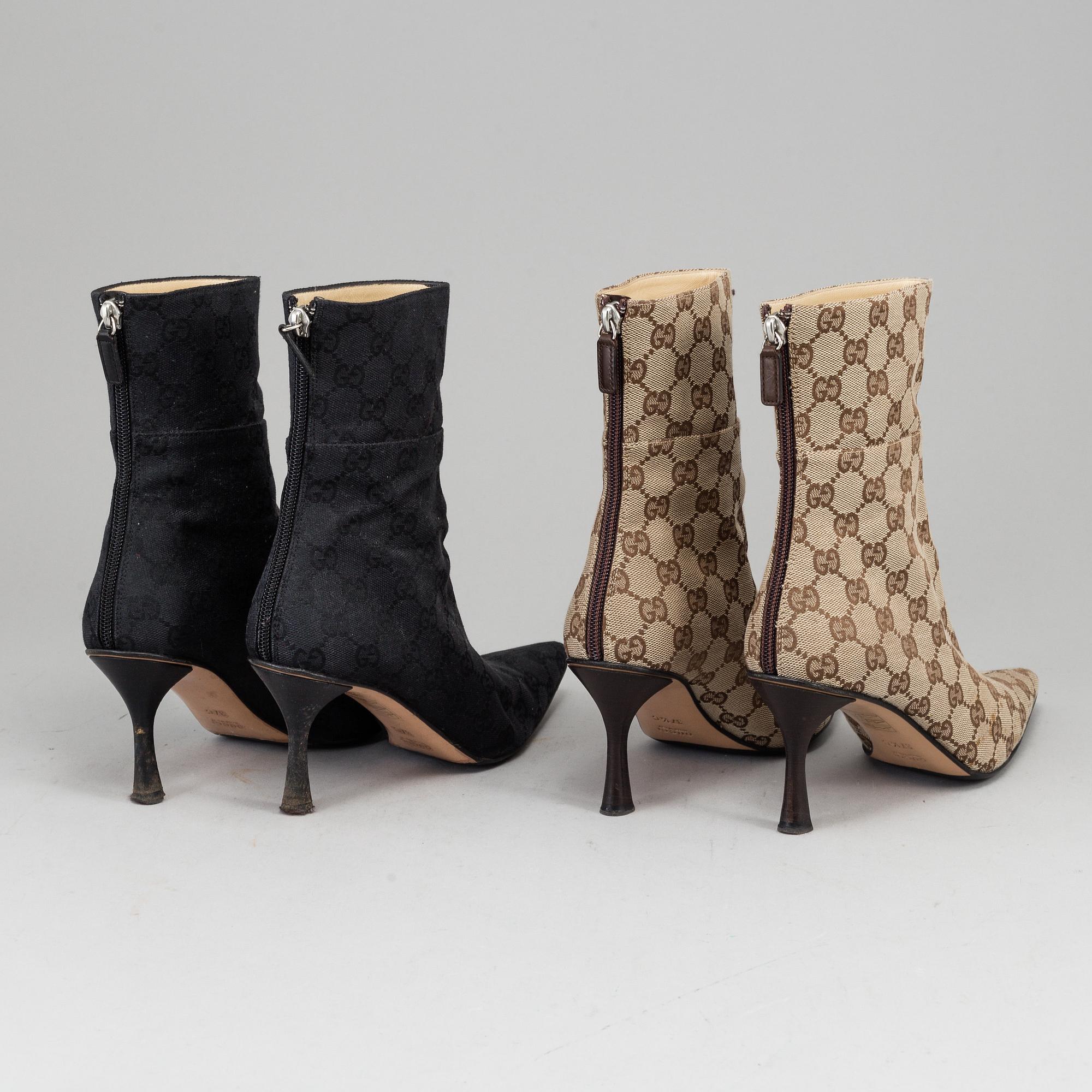 GUCCI, stövletter, två par, italienska storlekar 37 & 37,5.