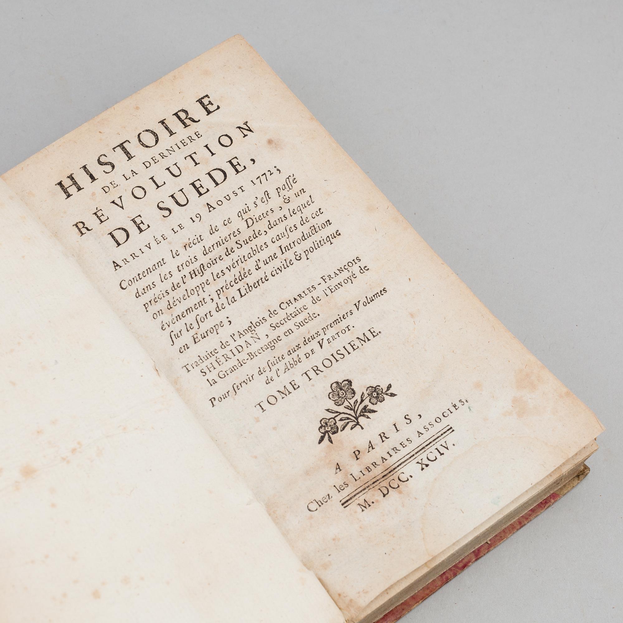 BOKBAND, 6 helskinn samt 3 halvfranska, 17-1800-tal.