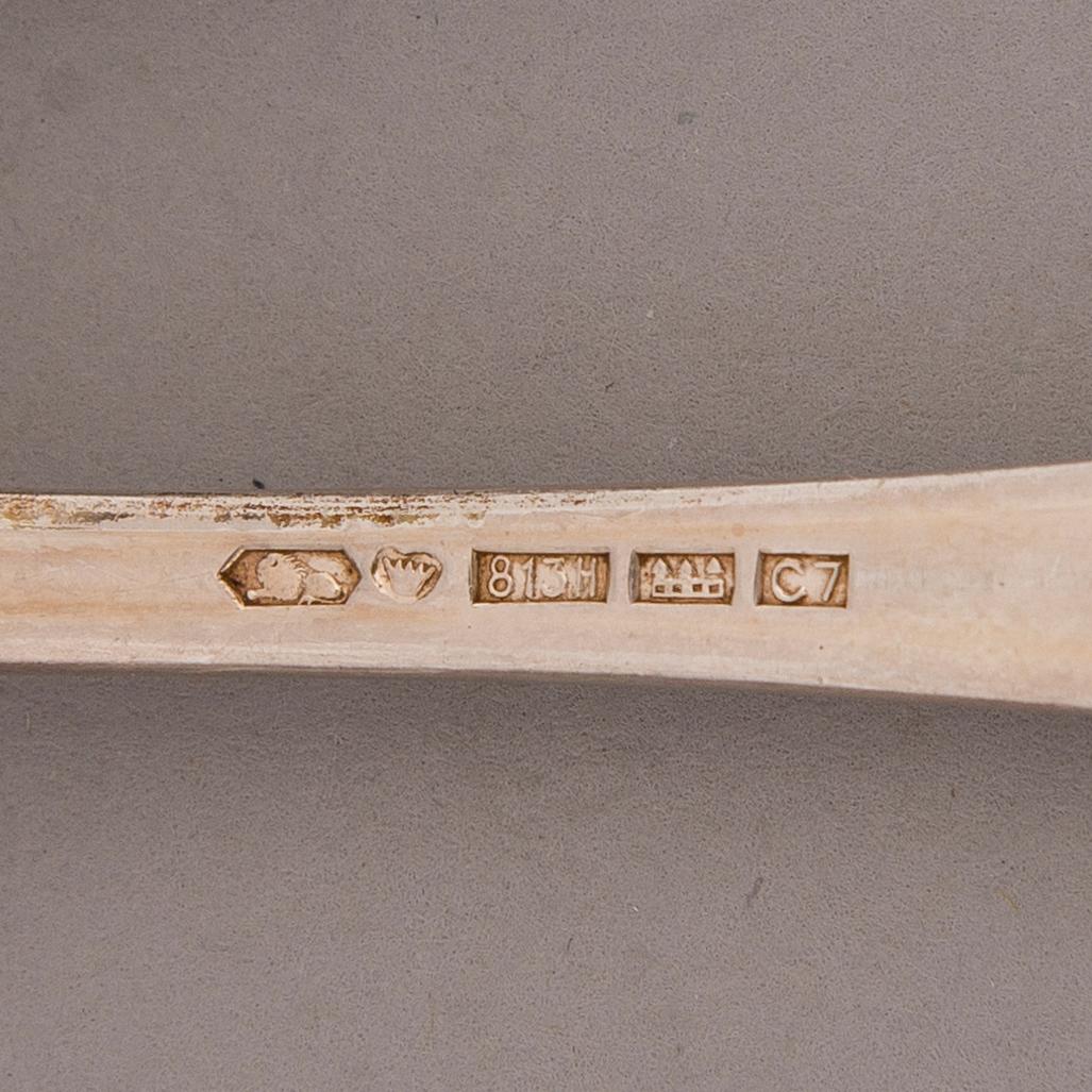 An 58-piece Finnish Chippendale silver cutlery set, Kultateollisuus Oy, Turku and Kultakeskus, Hämeenlinna, 1952-64.