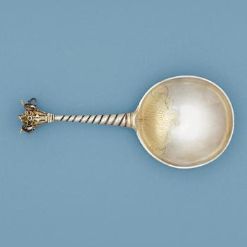 929. A Swedish 18th century parcel-gilt spoon, marks of Johan Falckman, Halmstad 1725.