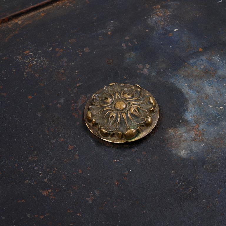 A cast iron chest/safe, late 19th Century.