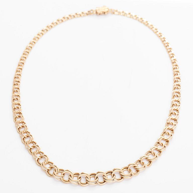 A 14K gold graduated Bismarck link necklace, Westerback, Helsinki 1969.