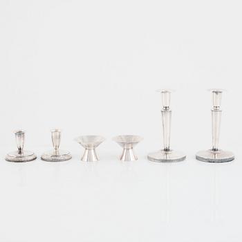 Candlesticks, 3 pairs, silver, including Ceson, Gothenburg 1987.