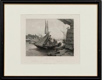 PARTI GRAVYRER, 4 st, stålstick, "En resa i Finland", A. Weger, 1870-tal.