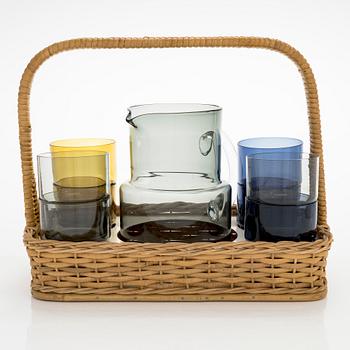 Saara Hopea, a 9-piece juice set, Nuutajärvi, Notsjö. Model designed in 1954.