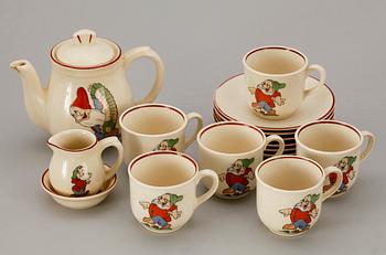 DOCKSERVIS, 9 delar. Flintgods, "Snövit" Walt Disney, Rörstrand.