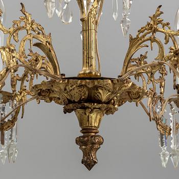 A late 19th century brass ceiling light.
